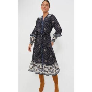 Cleobella Sabina Lara Midi Dress Size Large NWT Floral Long Sleeves Boho-Chic